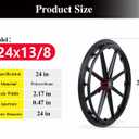 Wheelchair Wheel Replacement Parts 24 Inch, Wheelchair Wheel Replacement with Bearings and Hand Wheel, Non-Pneumatic Solid Wheelchair Rear Wheel (24 * 13/8)