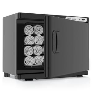 Towel Warmer Cabinet, 23L Large Hot Bath Towel Warmer Heating Use for Facial Spa, Hair Beauty, Salon Equipment and Home- Black