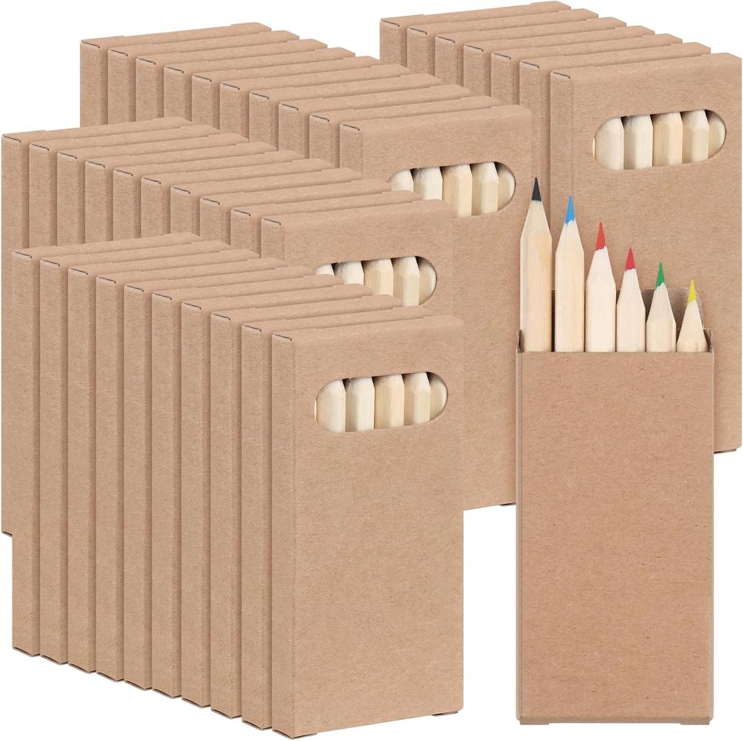 Ctosree 50 Packs Mini Colored Pencils Bulk 3.5'' Coloring Drawing Pencil in Boxes End of Year Gift for Students Kids Adult Classroom Exchange Gift School Painting Birthday Party Favor, 6 Per Pack