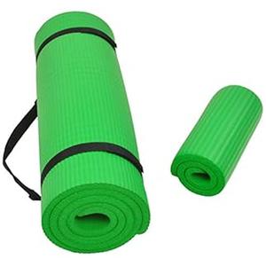 Fitvids All Purpose 1/ 2-Inch Extra Thick High Density Anti-Tear Exercise Yoga Mat and Knee Pad with Carrying Strap, Green