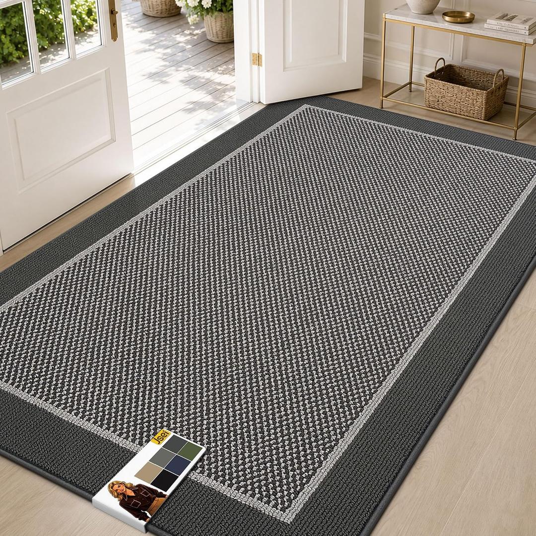 JSEI Dirt Trapper Door Mat 36"x60", Non-Slip Doormat,Dark Grey