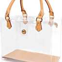 Plastic Bag, Leather Handles, Buttons and Rivets, Unknown