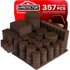 X-PROTECTOR 357 pcs Premium Huge Pack Felt Furniture Pads! Quantity of Furniture Sliders with Many Big Sizes  Your Ideal Floor Protectors. Protect Your Hardwood & Laminate Floor!