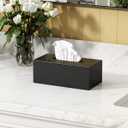 FEMELI Acrylic Tissue Box Cover Rectangular - Matte Solid Cube Napkin Holder with Magnetic Bottom, Modern Decorative Facial Paper Dispenser for Bathroom, Bedroom, Kitchen - Black
