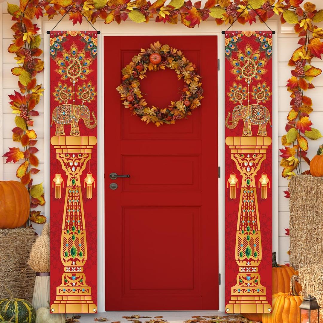 Diwali Decorations for Home - Deepawali Indian Festival of Lights Banner - Ganesha Porch Banner - Pooja Decor - Party