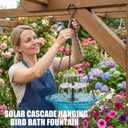 Hanging Solar Bird Bath Fountain,2026 New Solar Cascade Hanging Bird Bath Fountain,Hanging Bird Bath with Water for Outdoors Garden Patio Backyard Lawn Decor(Blue) 111