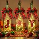 3 Sets Christmas Lighted Bottle Decorations Xmas Table Centerpieces with Bottle Lights Cork and Xmas Bow DIY Decorative Glass Coquito Bottles Christmas Gifts for Holiday Party Decor