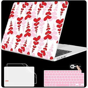 Mektron for 2025 M4 MacBook Air 13.6 Inch A3240 Case Fits 2023 A2681 M2 2024 A3113 M3 Chip with Liquid Retina Display Touch ID, Printed Plastic Hard Shell Cover for MacBook Air 13.6", Heart Wave