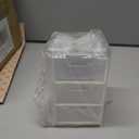 Hipiwe 2 Packs Acrylic Desk Organizer with 3 Drawers Small Display Organizer for Makeup Cotton Swabs Jewelry Clear Qtip Storage Box for Living Room Bathroom Office