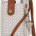 Mundi Jacqui RFID Crossbody Wallet for Women, Vegan Leather Small Travel Handbag with Phone Holder, Compact Organizer with Card Slots and Adjustable Strap, Vacation Purse in Bridgehampton Sand