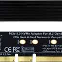 PCIe 5.0 M.2 NVMe Adapter Expansion Card for PCIe5 Gen5 SSD, Backward Compatible with PCIe 4.0/3.0/2.0/Gen4/Gen3, Fits in 1U Server. (X16)