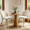 Lightdot Dining Chairs Set of 2, Velvet Living Room Chairs with Padded Seat & Curved Backrest, Mid-Century Modern Kitchen Chairs Accent Chairs for Dining Table, Bedroom, Apartment, Living Space, Beige