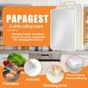 Double Sided Stainless Steel Cutting Board for Kitchen White Large Steel/Wheat Straw PP Cutting Boards non Toxic Chopping Board for Meat, Vegetables, Fruits 16"11" Upgrade Version