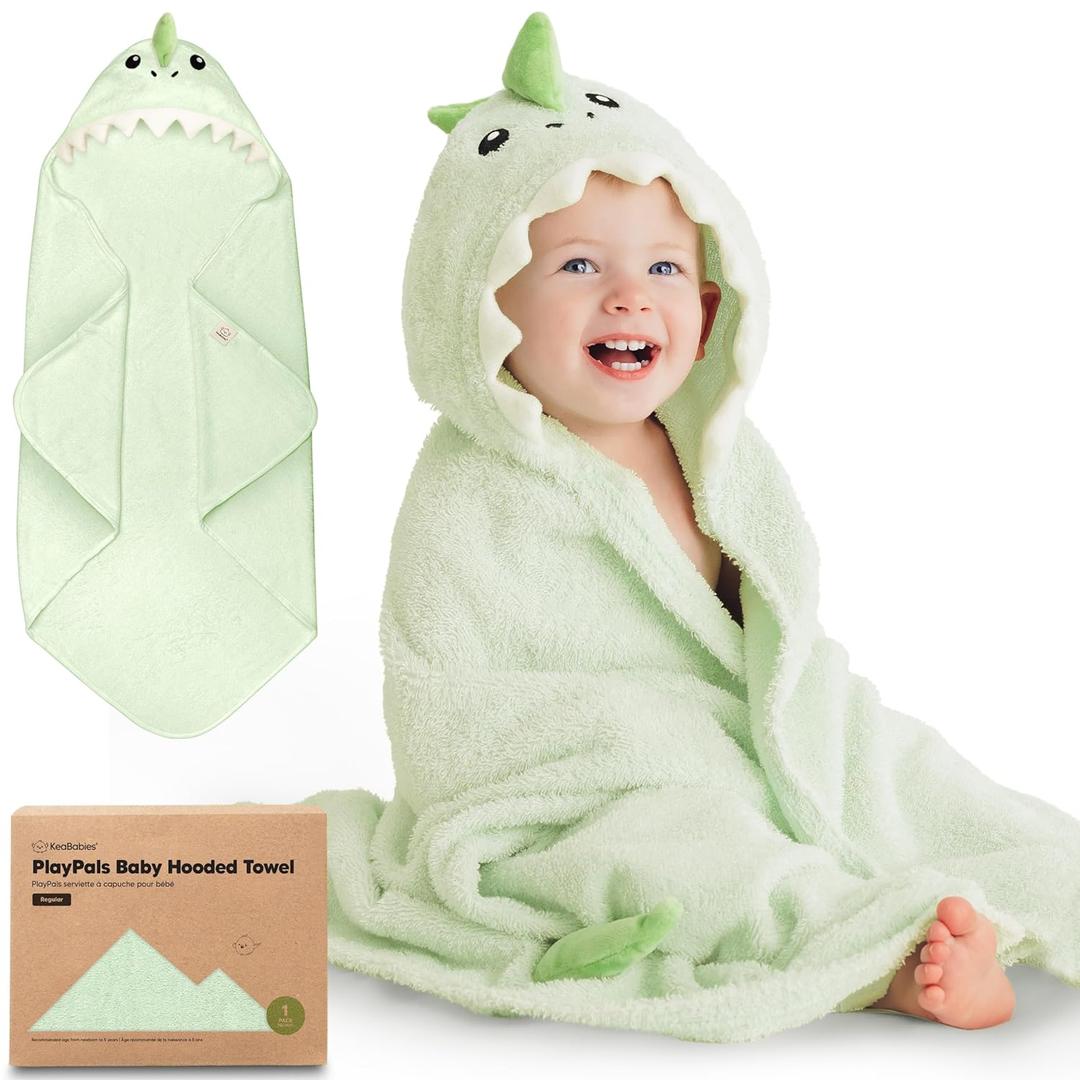 KeaBabies Organic Baby Towel with Hood for Girls, Boys - Soft, Absorbent, 100% Cotton Hooded Baby Towels for Newborns, Infants, Large Hooded Bath Towels for Babies, Kids, Toddler 1-3 (Draco)