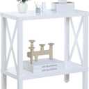 Narrow End Table, Large Sofa Side Table, Farmhouse Nightstand with Storage Shelve, Slim Bedside Table for Living, Room Bedroom, Lounge White MLBZ17W