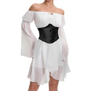 Womens Two Piece Corset Dress Off Shoulder Bell Sleeve Party Vintage Cottagecore Fairy Dresses (Small, 03-off White+black Set)