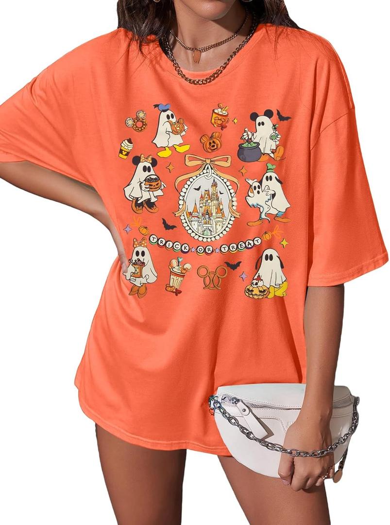 Women Graphic Shirts Magical T Shirt Vacation Holiday Short Sleeve Top Graphic (Orange, XL)