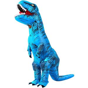 8 Colour Halloween Inflatable Dinosaur Costume Adult Fancy Dinosaur Suit Blow up Trex Costume (Blue, L)