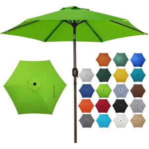 Blissun 7.5 ft Patio Umbrella, Yard Umbrella, Outdoor Market Umbrella with Push Button Tilt Crank, Lime
