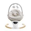 Baby Swings for Infants, Portable Infant Swing with 5-Speeds, 3-Adjustable Height, 3 Timer & 12 Preset Melodies, Mutil-Function Electric Swing for Baby, Indoor & Outdoor Use (Beige)