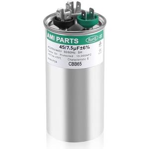 CBB65B 45+7.5 MFD 45/7.5 uF 370/440V A/C Capacitor Round Dual Run Replace for 97F9895 Z97F995,for Heat Pump, Condenser Fan, Air Conditioner Capacitor by AMI PARTS
