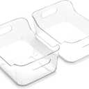 BINO | The SOHO Collection Plastic Storage Bins, X-Small - 2 Pack, Clear | Pantry and Fridge Organizer Containers, Kitchen Cabinet and Medicine Cabinet Bins