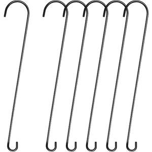 6 Pack 36 Inch S Hooks for Hanging Plants Branch Hook, Black
Heavy Duty Long S Hangers, Vinyl Coated Metal, for Bird Feeders, Flower Baskets, Lanterns, Garden, 5" Top Opening, 2" Bottom