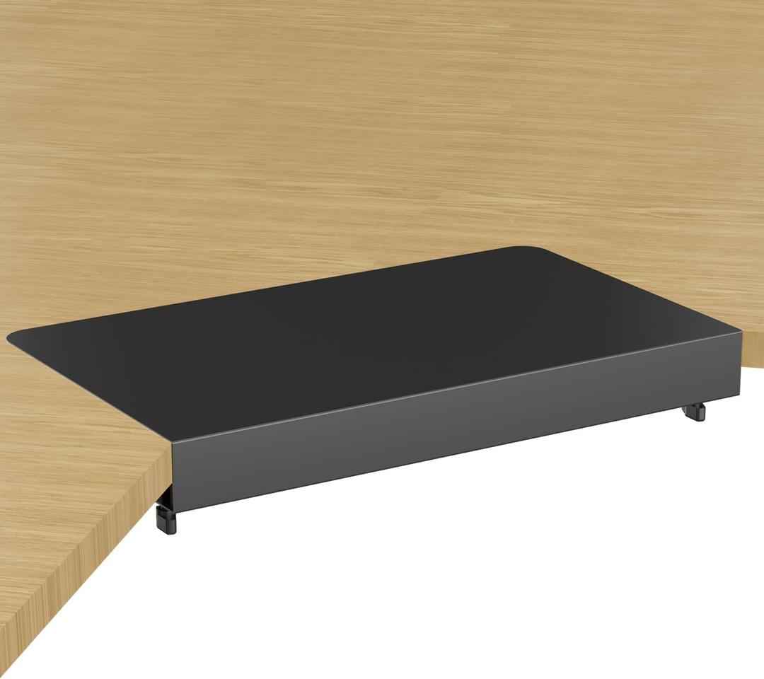 Suptek 17-Inch Clamp-On Corner Desk Connector Platform for Mounting Under-Desk Keyboard Trays on L-Shaped Desks, Black, DESKEX01