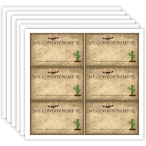 300 Pcs Name Tags Cowboy Theme Stickers 23 Inch My Cowboy Name is Stickers for Birthday Game, Party Decoration, Activity Game for Office or Class