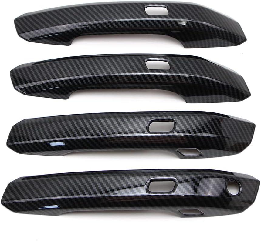 Dreamseek 4Pcs Door Handle Decoration Cover Compatible with Audi Q5 SQ5 2018-2023, A4 A5 2017-2023 Allroad Sportback Cabriolet Carbon Fiber Style with Smart Keyhole