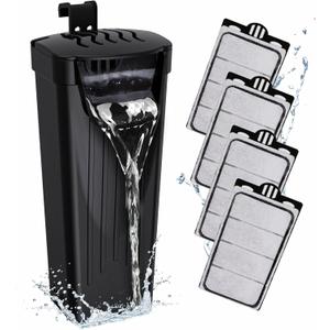 GOZILLA Turtle Tank Filter 74GPH, Low Water Level Turtle Tank 3.5W Fish Tank Aquarium Filters for Small Tanks up to 15 Gallons Include 4 Replacement Cartridges.(Black)