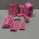 SUSTEAS Rotary Cheese Grater with Handle - Vegetable Shredder with 5 Well-designed Blades & Strong Suction Base,Round Mandoline Slicer & Food Chopper for Kitchen,with Blade Storage Box(Pink)