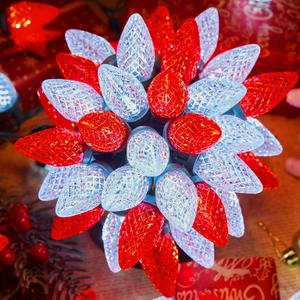 C9 LED Christmas Lights Outdoor, 66 ft 100 LED Strawberry String Lights, Waterproof Commercial Grade Extendable for Outside Roofline Patio Home Xmas Decoration, Red and White