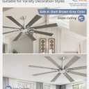 65 Inch Brushed Nickel Modern Ceiling Fan No Light with Remote, Outdoor Ceiling Fans Without Light with Quiet Reversible DC Motor, 6 Speeds, 8 Blades Large Ceiling Fan for Patios, Living Room, Garage