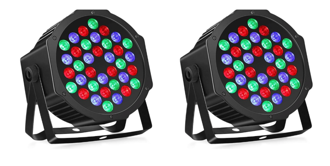 U`King LED Par Lights DJ Stage Light Corded RGB 36 LED with Sound Activated Control DJ Uplighting for Wedding Party Club Christmas Stage Lighting (2 Packs)