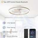 LEDIARY Low Profile Ceiling Fans with Lights, Flush Mount Modern Ceiling Fan and Remote Control, 19.7" LED Ceiling Fans, Stepless Dimmable 3 Colors and 6 Speeds - White