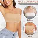 WOWENY Wireless Strapless Bandeau Bra for Women Padded Seamless Padded Bralette with Support Tube Top Bras (S)