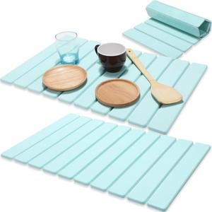Boao 2 Pack Stone Dish Drying Mat for Kitchen Counter Large Drying Mat 24"x16" Collapsible Fast Dry Absorbent Dish Drying Mats with 2 Sandpaper Diatomaceous Earth Mats for Bottles Cups(Green)