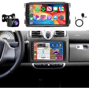 8Core 6GB+128GB Android 15 Radio for Mercedes Benz Smart Fortwo 2005-2010 Car Stereo,9-Inch 1280x800 IPS Touchscreen,Wireless Carplay/Android Auto GPS DSP 46EQ 5.1Bluetooth 5GWiFi FM/RDS SWC Camera