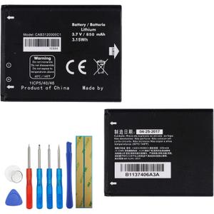 Replacement Battery CAB3120000C1 Compatible with Alcatel One Touch 2005D OT-800A,One Touch 810D,One Touch 880A,OT-710, OT-880A with Tools