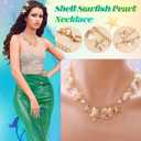 7PCS Summer Mermaid Costume Women Beach Sequin Shiny Skirt Sea-Maid Tail Swimsuit Cover up Shell Necklace Hair Clip (Green)