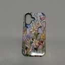 Case Compatible with iPhone 16,Fall Prevention Bright Hybrid 2-Layer Hard Shell Phone Case for Girls Boys,Stained Glass Bloom Flower