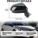 Right Passenger Side Mirror Compatible with Toyota Corolla 2020 2021 2022 2023 2024 Power Glass Manual Folding Turn Signal Indicator Blind Spot Detection Heated 7 Pins Black