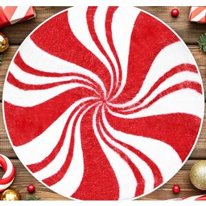 Christmas Bathroom Rug, Cute Candy Round Bathroom Rug for Christmas Decor, Winter Rugs Decorations, Accent Round Area Rugs for Living, Bedroom, Kitchen, Children's Room, 24 Inches Bath Mat
