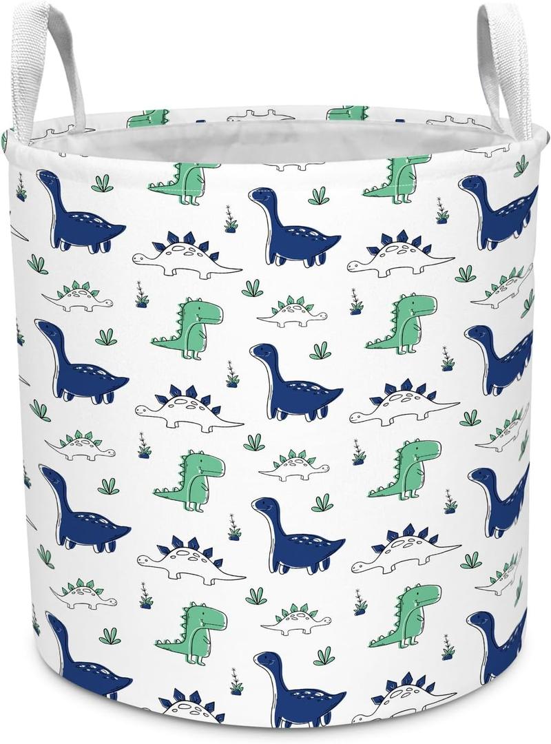 Dinosaur Kids Laundry Basket Foldable Hamper with Handles, 13.8 x 15.8 inches
