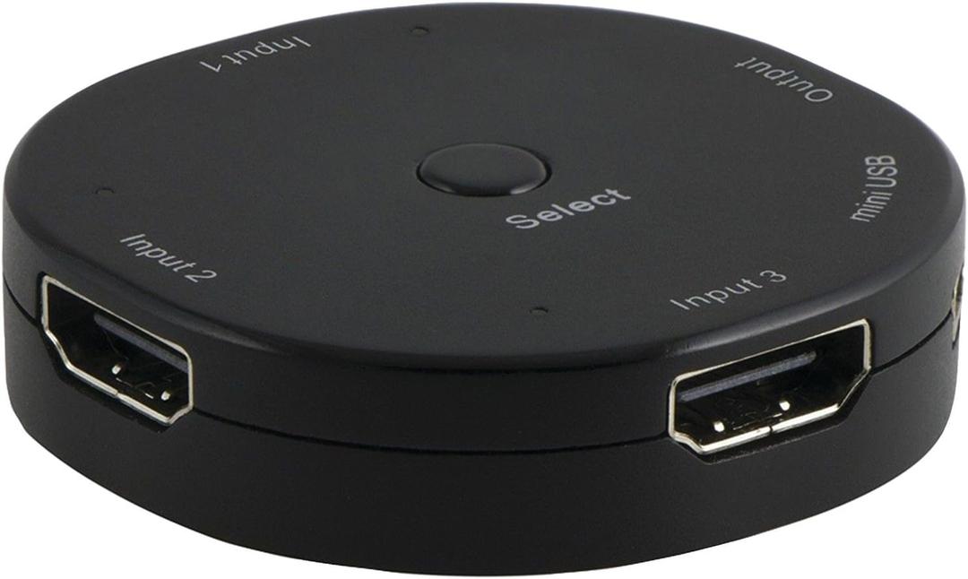 GE home electrical GE 3 Device HDMI Switch, Use with 4K Smart TV Roku Xbox PS3 PS4 Fire Stick DVD Blue Ray Fire TV HDTV Cable Box PC, 4K 1080p 60 FPS, Ultra HD, HDCP 2.2, Black, 33624