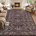 6x9 Area Rug Living Room: Soft Floral Washable Boho Carpet Brown