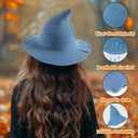 ZingSurp Halloween Witch Hat for Women,Adult Witch Hat for Halloween Party Cosplay Costume Accessory,Modern Wool Witches Cap