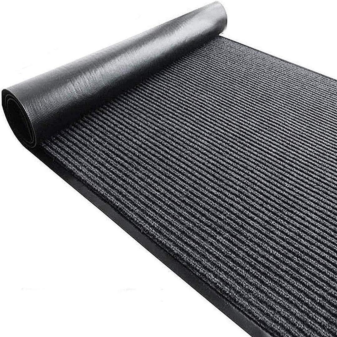 tonchean Commercial Grade Entrance Mat 3x10Ft Heavy Duty PVC Non-Slip Door Floor Mat, Indoor Outdoor Runner Rugs, Brush Step Entrance Mats for Corridor, Kitchen, Home, High Traffic Area, Grey