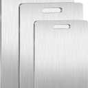 3Pcs Stainless Steel Cutting Board, Metal Steel Chopping Board for Kitchen, Double-Sided, Rust-Proof, Durable, Perfect for Vegetables, Meat and Fruit